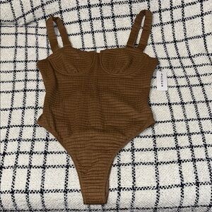 PacSun Chocolate Brown Textured One-Piece Swimsuit